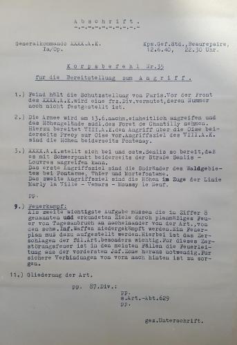 Aanvalorders van 12 juni 1940 22.30 uur