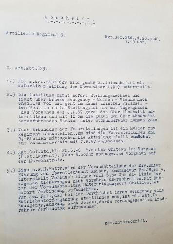 Orders 20 juni 1940 1.45 uur